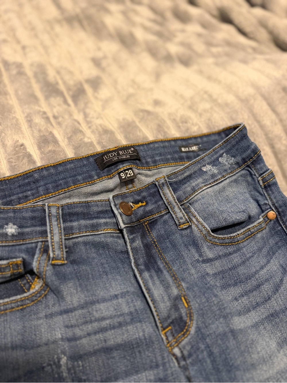 Judy Blue Medium Blue Distressed Jeans - Picture 3 of 4